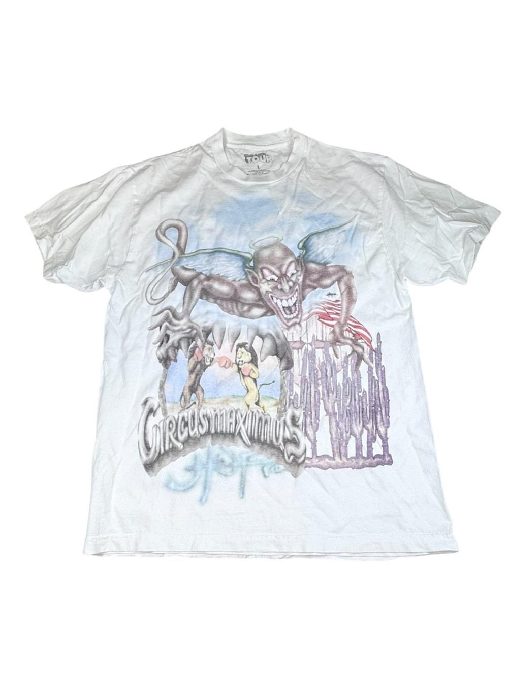 NWOT Travis Scott T-Shirt Men's Large White Graphic Circus Maximus Tour 2023